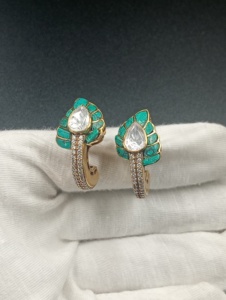 Boucles d'oreilles vintage en argent plaqué or 18 carats de luxe avec motif végétal pour femme, cadeau - Product Image 3