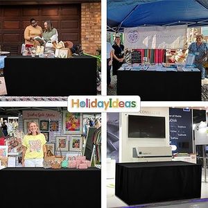 HolidayIdeas Copritavolo Rettangolare Nero con Retro Aperto, 6 Piedi, Antipiega e Lavabile, per Fiere Artigianali e Banchetti - Product Image 2