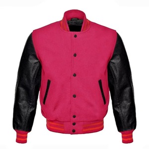 Pink <b>Velvet</b> Letterman <b>Jacket</b> Leather Sleeve Bomber <b>Jacket</b> Ribbed Collar and Cuff <b>Men's</b> Outerwear - Product Image 6