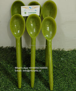 เครื่องใช้บนโต๊ะอาหารทำด้วยมือสุดหรูช้อนเสิร์ฟเครื่องครัวสำหรับงานแต่งงานแบบหมุนสีเขียวช้อนรับประทานอาหารและช้อนสลัด - Product Image 5