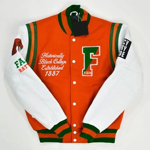 Veste universitaire personnalisée avec logo, manches en cuir, broderie, veste de baseball pour homme, veste Letterman, veste de baseball universitaire pour homme - Product Image 1