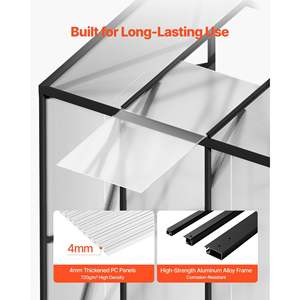 Véranda en polycarbonate 8 x 10 pieds, robuste, pour jardin extérieur, serre, avec évents réglables, porte verrouillable à pousser-tirer, montage rapide - Product Image 3