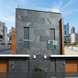 Revêtement mural flexible en pierre naturelle moderne écologique léger, ardoise noire, pour intérieur/extérieur, hôtel, villa, jardins 5+ - Product Image 1