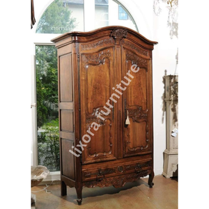 Luxury Handcrafted Solid Wood 2 Door <b>Wardrobe</b> Ornate French Carving Premium Finish Armoire - Product Image 5