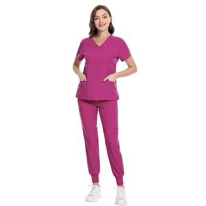 Custom Logo High Quality V-Neck <b>Scrub</b> <b>Sets</b> Unisex Medical Nurse Uniform Breathable Spa Beauty Salon Workwear with Zipper Pockets - Product Image 6