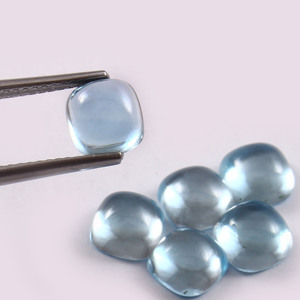 Topaze bleue ciel naturelle, cabochon carré coussin 9x9MM, dos plat, pierre précieuse en vrac pour la fabrication de bijoux, lot en gros, qualité AAA, fait main - Product Image 2