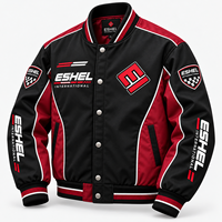 Blouson Bomber Coupe-Vent Homme Col Montant Fermeture Éclair Sportif Imprimé Lettres Badge Noir Rouge Prix de Gros OEM Pas Cher Personnalisé