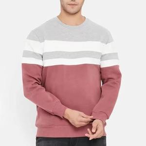 เสื้อสเวตเชิ้ตแขนยาวคอกลมลายทางสีโรสโกลด์และเทาสำหรับผู้ชาย  รับผลิตตามแบบ OEM ODM ขายส่งเสื้อผ้าพร้อมสกรีนโลโก้ - Product Image 5
