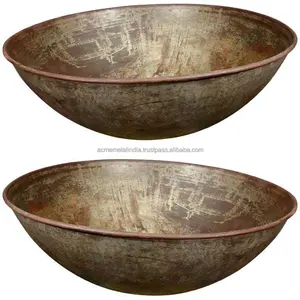 复古设计定制形状和尺寸铜碗套装2个优质厨房搅拌碗，由ACME Metal India设计