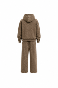 Conjunto de 2 piezas con logo personalizado, sudadera con capucha y pantalón jogger de felpa vintage con lavado ácido, conjunto de chándal de streetwear de peso pesado. - Product Image 2