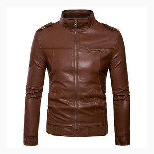 Veste en cuir pour homme, classique, décontractée, coupe slim, vintage, effet usé, style motard, streetwear, cuir véritable souple, veste d'extérieur - Product Image 1