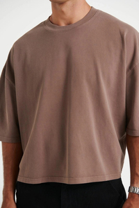 เสื้อยืดแบบสตรีทแวร์สำหรับผู้ชายเสื้อยืดครอปทรงหลวมผ้าฝ้ายสำหรับผู้ชายโลโก้ตามสั่ง - Product Image 6