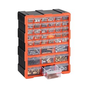 Armoire de rangement en plastique à 39 tiroirs, empilable, pour petites pièces, pour garage, montage mural - Product Image 1