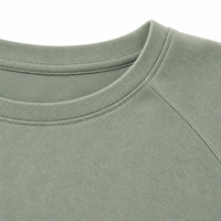 T-shirt décontracté à manches courtes pour femme, col rond, manches raglan, vert sauge, en coton pêché