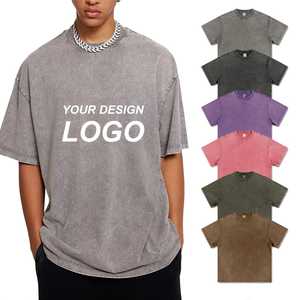 Custom OEM/ODM Premium <b>Vintage</b> Acid Wash Oversized T-Shirt Men Drop Shoulder Crew Neck Streetwear 100% Cotton Knitted Blank <b>Tee</b> - Product Image 4