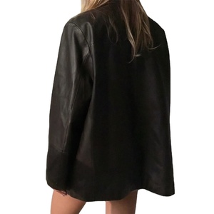 Unisex PU Leather Moto <b>Jacket</b> Stand Collar <b>Zipper</b> Closure <b>Pockets</b> Short Length Autumn Wear - Product Image 2