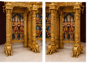 Templo de Madera Estilo Grand Haveli para Centro de Convenciones, Altar Hindú Dorado Personalizado para Centro Comunitario, Mandir Haveli de EE. UU. - Product Image 6