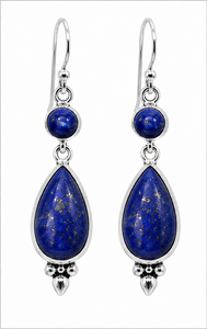 Natural Lapis Lazuli 925 Sterling Silver Dangle <b>Earrings</b>, Handmade Teardrop Blue Gemstone <b>Earrings</b>, Genuine Lapis Drop <b>Earrings</b>, - Product Image 3