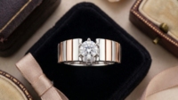 Bague Solitaire Bicolore Or Tendance Plaqué Rhodium 14K avec Diamant Certifié IGI Taille Brillant pour Homme Mariage Anniversaire Fête