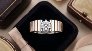Two Tone Gold Trendy Rhodium Plated Diamond <b>Ring</b> Brilliant Cut Solitaire Band <b>Men</b> Wedding Anniversary Party Custom Fine Jewelry - Product Image 3