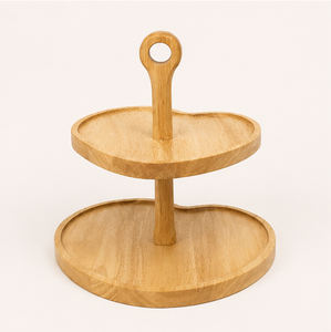 2 Tier Wooden Cake <b>Stand</b> Handcrafted Tiered Dessert Display for Weddings Birthdays & <b>Tea</b> Parties Natural Wood Cupcake Tower - Product Image 6
