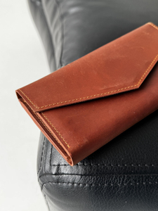 Handmade Genuine Leather Long <b>Wallet</b> Vintage Fold Closure Unisex <b>Brown</b> Daily Use - Product Image 6