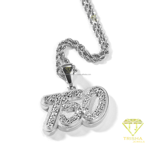 Iced Out Moissanite 750 Pendant Necklace Custom Personalized <b>Name</b> Number Jewelry Hip Hop Fashion <b>Chain</b> For Men Women - Product Image 1