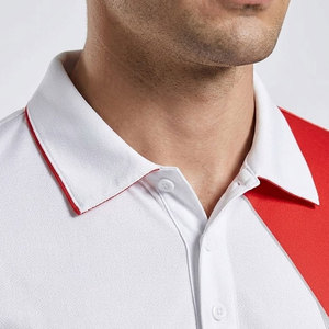 Men's <b>Cricket</b> Uniform <b>White</b> Red Color Blocked Polo Shirt With Elastic Waist Pants Moisture Wicking All Seasons - Product Image 2
