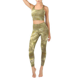 Women's 2-Piece Yoga <b>Set</b> Solid Color Sports Bra Full-Length Leggings Breathable Spandex Nylon Sporty Style All Seasons - Product Image 1