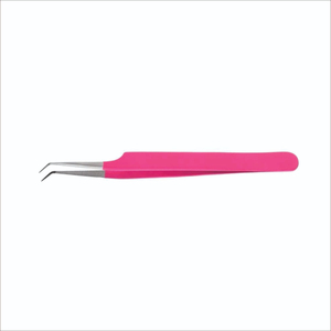 Ensemble de pinces professionnelles en acier inoxydable pour extensions de cils, logo personnalisé, rose vif, isolation volume, 5 pièces, courbées et droites - Product Image 6