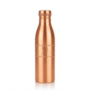 Botella de Agua de Cobre Puro, Diseño Martillado a Mano, Botella Reutilizable, Regalo Tradicional Ayurvédico para el Bienestar, Venta al Por Mayor para Exportación - Product Image 1