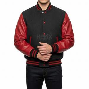 Chaquetas Varsity de Cuero de Piel de Oveja Color Granate, Estilo Clásico Letterman, Chaquetas de Béisbol con Logotipo Frontal Personalizado para Hombre - Product Image 5