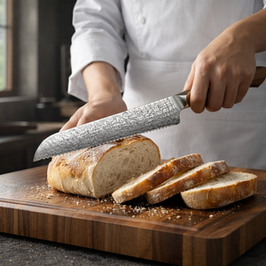 Ensemble de couteaux de cuisine en acier au carbone forgé à la main, 6 pièces, qualité supérieure, couteaux à fruits et légumes, manche en bois ambidextre - Product Image 3