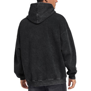 Sweat à capuche délavé de qualité supérieure 100 % coton, uni, décontracté, chaud pour l'hiver - Product Image 5