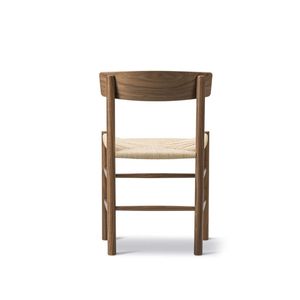 Silla de Comedor Escandinava de Madera Maciza con Reposabrazos, Asiento de Papercord y Respaldo de Tela, Silla Nórdica para Restaurante, Cafetería, Fábrica - Product Image 5