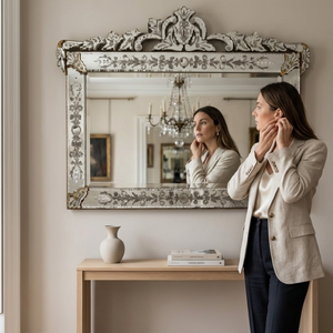 Elegante Espejo Barroco Veneciano de Estilo Antiguo |   Espejo de Pared Decorativo de Vidrio de Lujo para Sala de Estar, Dormitorio e Interiores de Hotel - Product Image 4