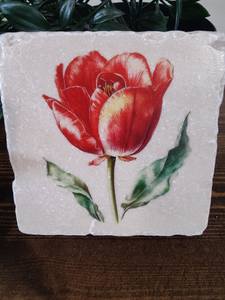 Sous-verres à fleurs de printemps, sous-verres rouges à motif floral, cadeau pour les amateurs de thé, de café et de gin - Product Image 3