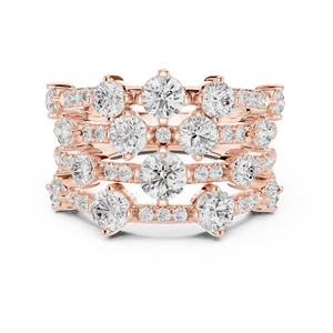 Rose Gold Round Cut Diamond <b>Ring</b> <b>Set</b> Pavé Stackable Wedding Band Engagement <b>Ring</b> <b>Set</b> <b>for</b> <b>Women</b> - Product Image 1