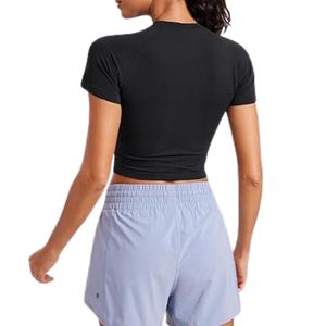 High Quality Black <b>Raglan</b> Women Yoga Crop <b>Tops</b> Seamless Nylon Spandex Soft Feel Quick Dry OEM Athletic Yoga <b>Tops</b> - Product Image 2