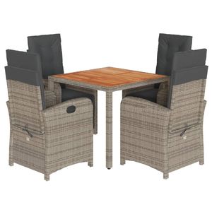 Ensemble de salle à manger de jardin en polyrotin gris avec repose-pieds réglables standard, mobilier de patio - Product Image 2