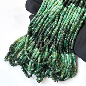 Natural Shaded Emerald Heishi <b>Beads</b> 4MM Emerald Flat Tyre Shape <b>Beads</b> Heishi Disc Shape Emerald Gemstone Emerald <b>Beads</b> Jewelry - Product Image 4
