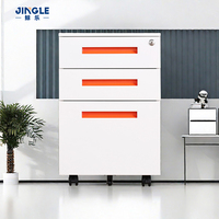 Meuble de rangement mobile métallique verrouillable à 3 tiroirs, armoire de classement mobile pour bureau et maison