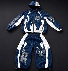 Manufacturer Custom Breathable Plus Size Polyester/Cotton Unisex <b>Jacket</b> Set Fashion <b>Running</b> Design Cut Sew <b>Reflective</b> Printing - Product Image 4