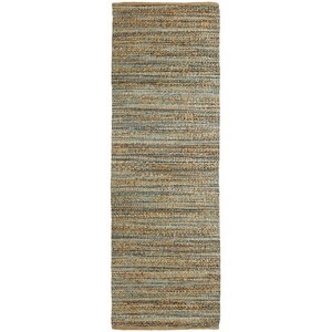 Tapis rectangulaire en jute fait main, tissage plat, rayé, style bohème, écologique, nettoyage localisé, à poils courts, pour couloir - Product Image 1
