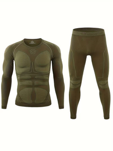 Winter Seamless <b>Mens</b> Compression Shirt Base Layer Ski Sports Set Thermal Underwear Quick Dry Warm Fitness Set - Product Image 1