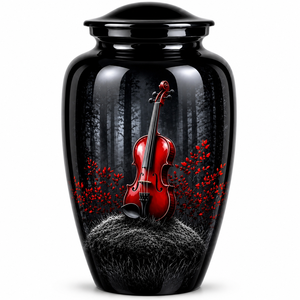Violon de luxe avec autocollant commémoratif lune et urne funéraire en émail pour cendres humaines - Product Image 5