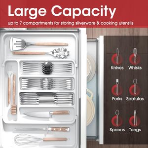 Organizzatore per posate regolabile ed espandibile, vassoio da cucina per forchette e coltelli, contenitore multiuso per utensili. - Product Image 3