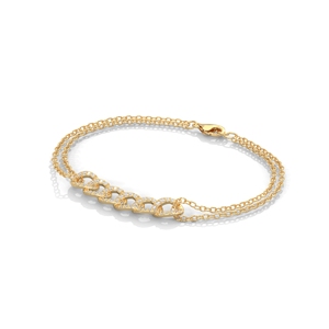 18K White <b>Gold</b> 6 Circle Link Diamond Bracelet <b>gold</b> <b>Plated</b> Double Chain <b>Bangle</b> for Party Gift - Product Image 2