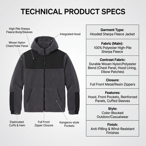 Men's Heavyweight Sherpa <b>Fleece</b> Full-Zip Color Block Hoodie <b>Jacket</b> for Outdoor Winter - Product Image 5