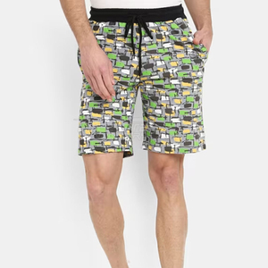 Pantalones Cortos de Pijama para Hombre con Estampado Geométrico Personalizado OEM, Transpirables, de Algodón, con Patrón Abstracto, Cintura Elástica con Cordón, Pantalones Cortos Casuales al por Mayor - Product Image 1